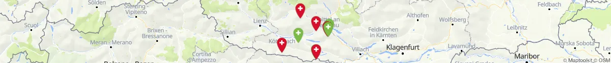 Kartenansicht für Apotheken-Notdienste in der Nähe von Dellach im Drautal (Spittal an der Drau, Kärnten)